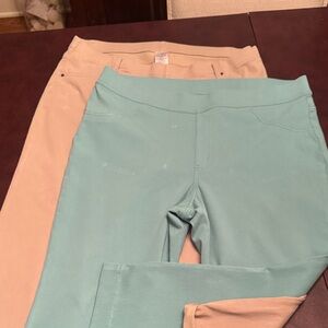 Set of 2: Robin Egg Blue and Beige jegging capris - XXL (size 20)